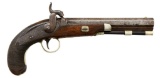 SINGLE SHOT SILVER MOUNTED BELT PISTOL RETAILED BY