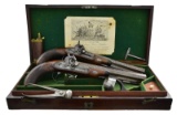 FINE CASED PAIR OF PILL LOCK HOLSTER OR DUELING