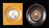2 FRENCH FRAMED MINIATURE PORTRAITS ON IVORY.