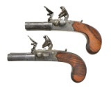 GOOD PAIR OF SXS SCREW BARREL FLINTLOCK POCKET