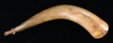 EARLY AMERICAN CARVED POWDER HORN BELONGING TO