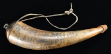 CARVED AMERICAN POWDER HORN BELONGING TO GASPAR