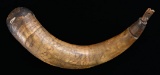 EARLY CARVED POWDER HORN.