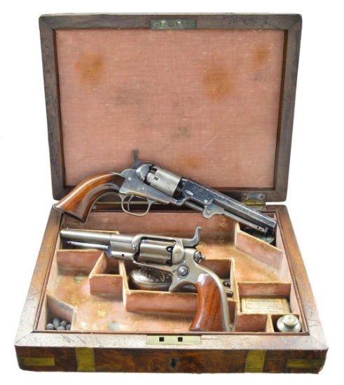 COLT 1849 POCKET & 1855 "ROOT" REVOLVERS W/ CASE.