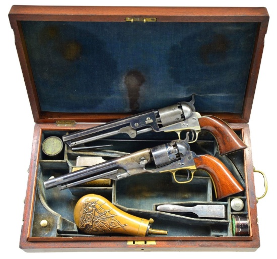 CASED PAIR COLT 1851 NAVY & 1860 ARMY REVOLVERS.