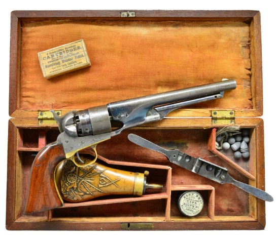 CASED COLT 1860 ARMY CIVILIAN MODEL REVOLVER.