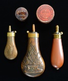 ORIGINAL COLT POWDER FLASKS & CAP TINS.