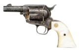 ENGRAVED 3RD GEN COLT SAA SHERIFFS MODEL REVOLVER.