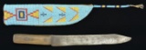 PLAINS INDIAN BEADED KNIFE SHEATH & KNIFE.