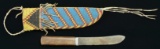 FINE PLAINS INDIAN BEADED KNIFE SHEATH & KNIFE.