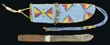 FINE PLAINS INDIAN DOUBLE SIDE BEADED KNIFE