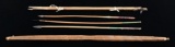 NATIVE AMERICAN BOW AND SIX IRON TIPPED ARROWS.