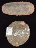 TWO FOSSIL DINOSAUR EGGS.