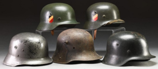 5 GERMAN HELMETS.
