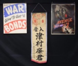 JAPANESE BANNER & US POSTER LOT.