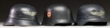 3 WWII GERMAN HELMETS.