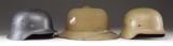3 WWII GERMAN HELMETS.