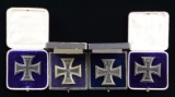 4 CASED WWI GERMAN 1st CLASS IRON CROSSES.