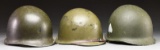 LOT OF 3 US WW2 M1 HELMETS.