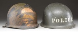 2 US M1 HELMETS.