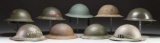 LOT OF 9 BRODIE HELMETS.