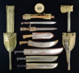 GROUP OF EDGED WEAPONS, ENTRENCHING TOOLS,