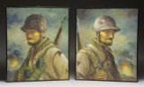 2 OIL PAINTINGS OF WW2 GI's BY ROBERT