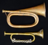 2 WWI ERA BUGLES.