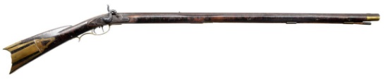UNMARKED PERCUSSION FULL STOCK RIFLE.