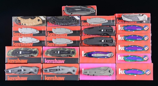 GROUP OF 22 QUALITY KERSHAW FOLDING KNIVES