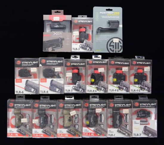 ASSORTMENT OF STREAMLIGHT MOUNTED FLASHLIGHTS.
