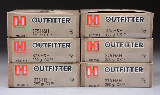 120 RDS. (6 BOXES) HORNADY 375 H&H 250 GR. CX.