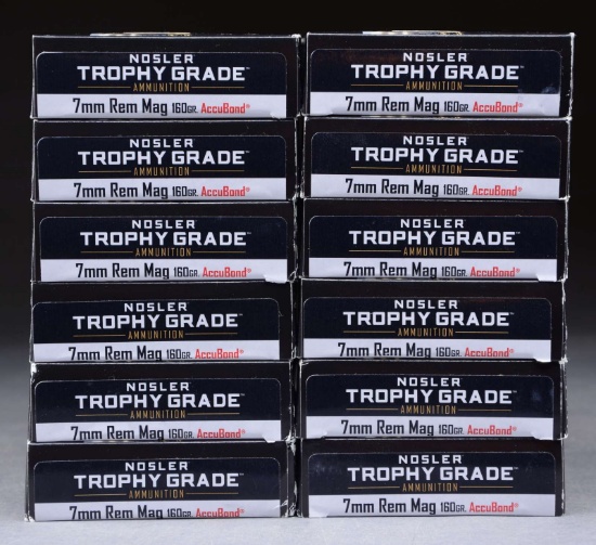 240 RDS. (12 BOXES). NOSLER 7MM REM. MAG. TROPHY