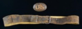 CIVIL WAR ERA “US” BUCKLE & BUFF LEATHER BELT WITH