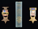 1862 US INFANTRY TACTICS MANUAL & GAR MEDALS.