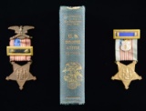 1862 US INFANTRY TACTICS MANUAL & GAR MEDALS.