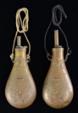 2 REPRODUCTION POWDER FLASKS.