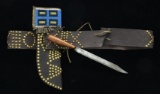 AMERICAN INDIAN STYLE BRASS TACK SPOTTED KNIFE