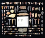 LARGE GROUP OF NATIVE AMERICAN FLINT ARROWHEADS,