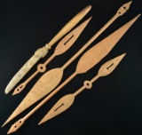 6 AFRICAN DOUALA STYLE PADDLES & 1 CLUB.