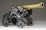 SMALL BRONZE SIGNAL CANNON WITH DECORATIVE