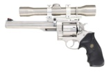 RUGER STAINLESS REDHAWK SCOPED DA REVOLVER.