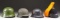 3 GERMAN HELMETS & 1 US M1881 HELMET.
