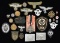 MOSTLY WWII GERMAN BELT BUCKLES, MEDALS, CLOTH, &