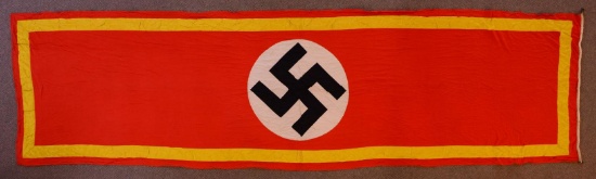 WWII GERMAN GOLD BORDERED BUILDING BANNER.