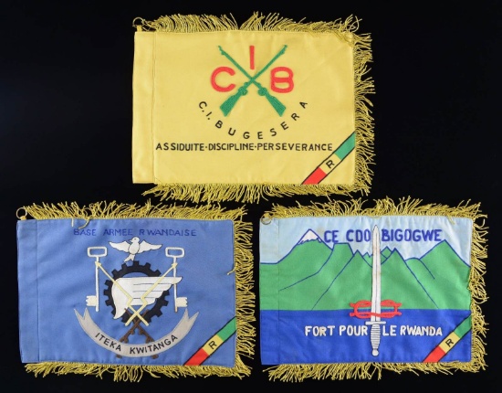 THREE RWANDAN MILITARY GUIDONS, PRE-1994.