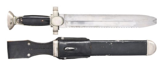 GERMAN WWII RED CROSS HEWER WITH SCABBARD & FROG.