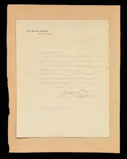 A TYPED LETTER SIGNED BY PRESIDENT WILLIAM HOWARD