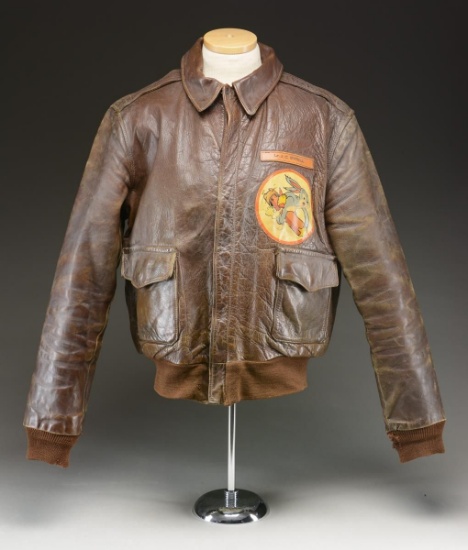 WWII ARMY AIR CORPS A-2 LEATHER FLIGHT JACKET OF