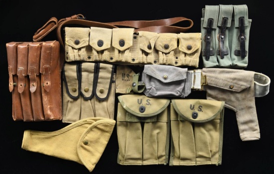 LOT OF ASSORTED MAGAZINE POUCHES, HOLSTERS, &